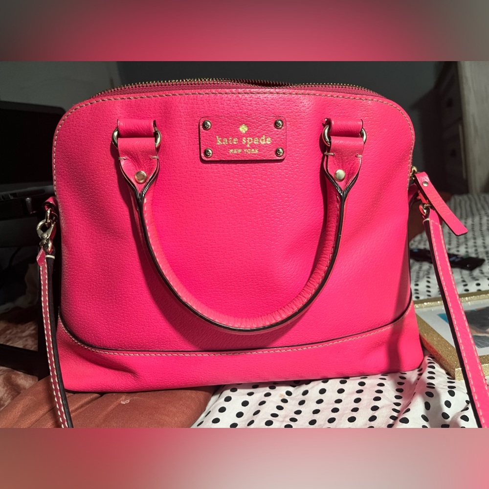 kate spade Hot Pink Leather Crossbody Satchel - Picture 15 of 16